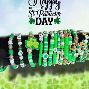 St. Patrick's Day Green Beaded Bracelets